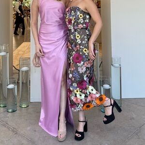 Bronx and Banco Bouquet Maraya Midi Floral Dress Valentine Strapless